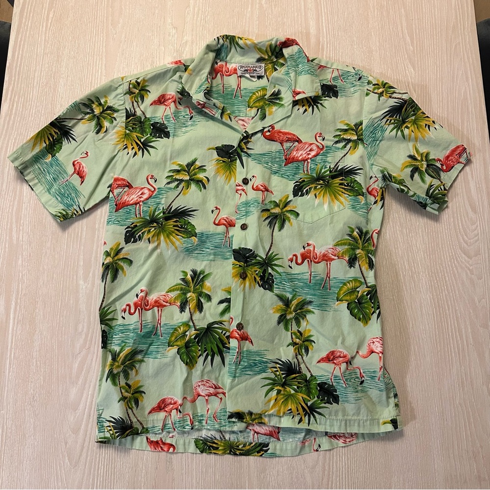 Pacific Legend Flamingo Hawaiian Shirt SIZE MEDIUM